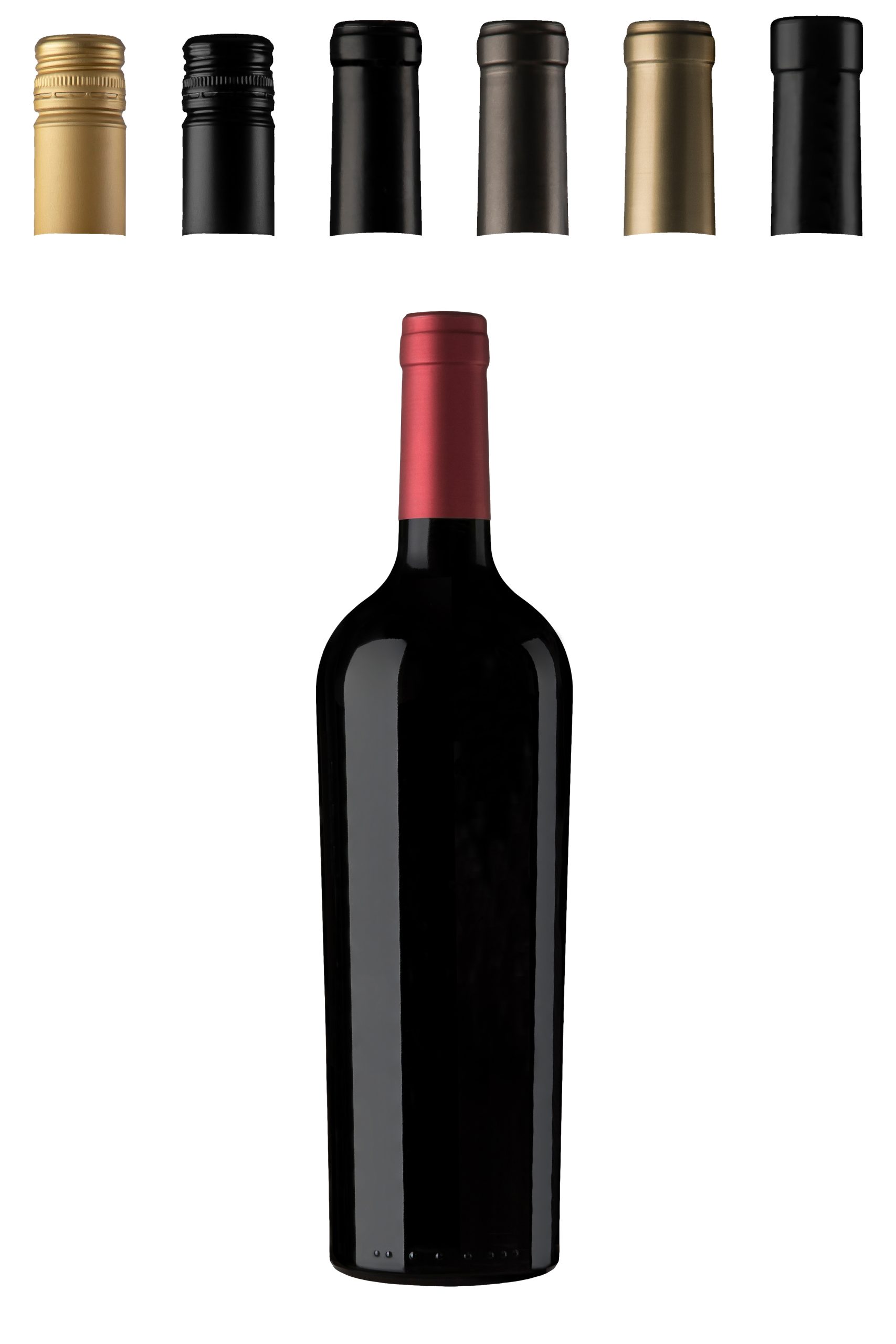 bottle of red wine and Caps